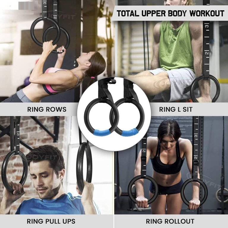 Gym Rings -with 990 lbs Load Capacity, Adjustable Buckle Straps for Cross-Training Workout, Exercise,(Set of 2) (Black) StrengthTraining,Gymnastics, Bodybuilding, Pull Ups for Men and Women - Image 5