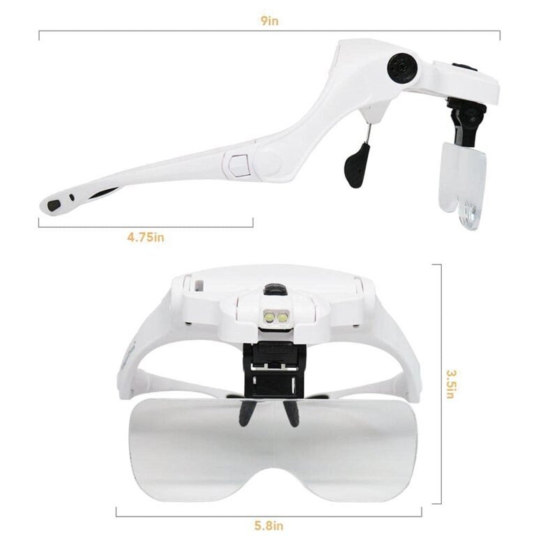 LED Illuminated Headband Magnifier Visor with Cleaning Cloth- 1X to 3.5X Zoom with 5 Detachable Lenses – Hands Free Head Worn Lighted Magnifying Glass for Inspecting & Electronic Repair - Image 2