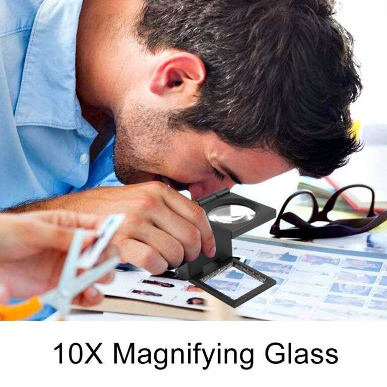 Foldable 10x Magnifying Glass Microscope with Precision Scale (Metal, Black) - Image 4