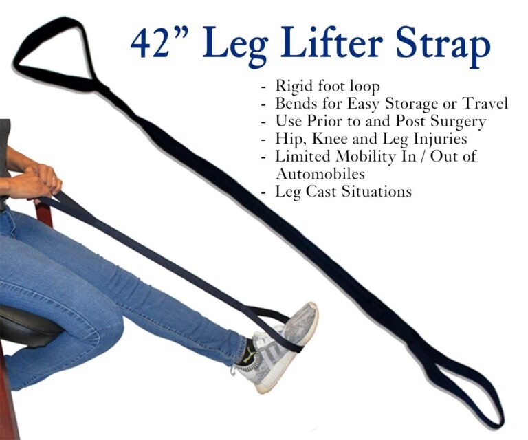 7-Piece Hip Knee Replacement Kit with Leg Lifter, 19 and 32 inch Rotating Reacher Grabber, Long Handle Shoe Horn, Sock Aid, Dressing Stick, Bath Sponge – Ideal for Knee or Back Surgery Recovery - Image 4