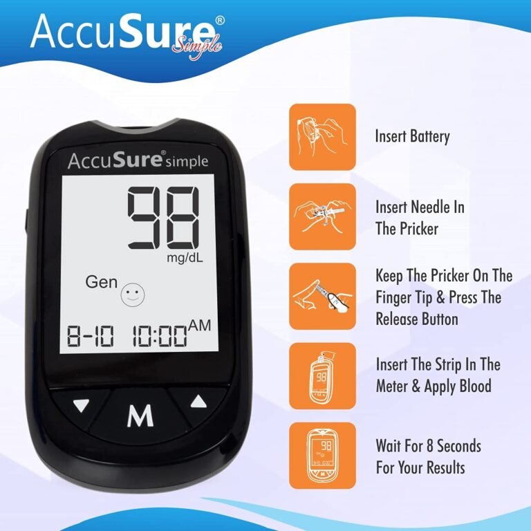 AccuSure Glucometer Kit with 25 Strips, Digital Blood Sugar Monitor - Image 3