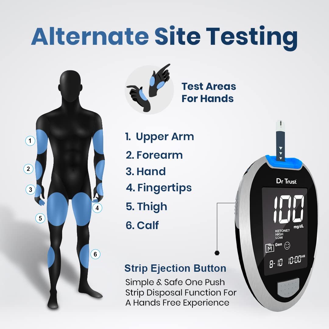 Dr Trust Glucometer Kit with 60 Strips | Fully Automatic Monitor - Image 4
