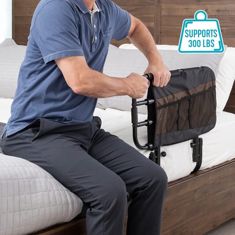 Adjustable Bed Rail for Elderly Adults with Grab Bar & Pouch - Image 4