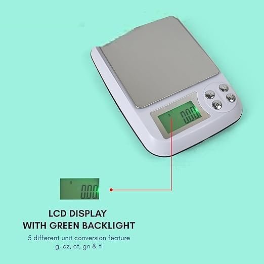 Jewellery Weighing scale-1000g x 0.01g(10mg) Digital Gold Weight Machine with High-Accuracy for Homes & Labs - Image 2