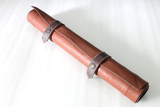 Tournament Chess Board, Genuine Leather Roll-up Set, 19 x 19 inches, Dark Tan - Image 3
