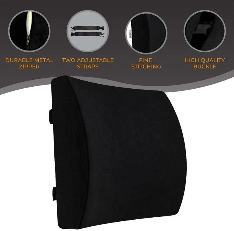 Back Pain Relief Lumbar Support Memory Foam Cushion (Black) - Image 3