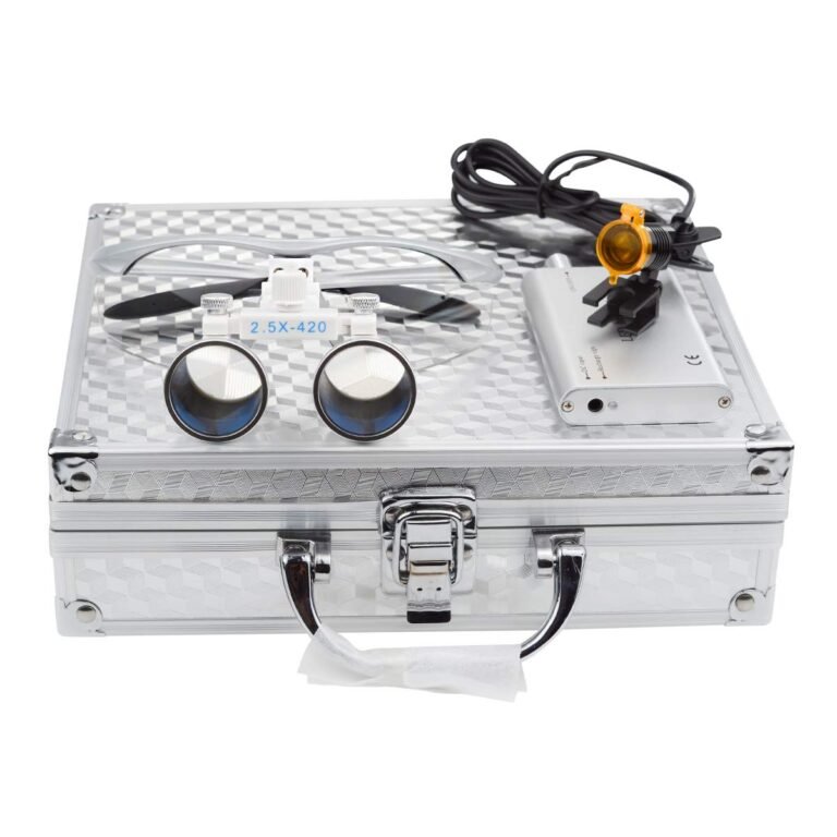 2.5X Binocular Surgical Loupes 420mm with 3W LED Headlight, Filter & Aluminum Case - Image 4