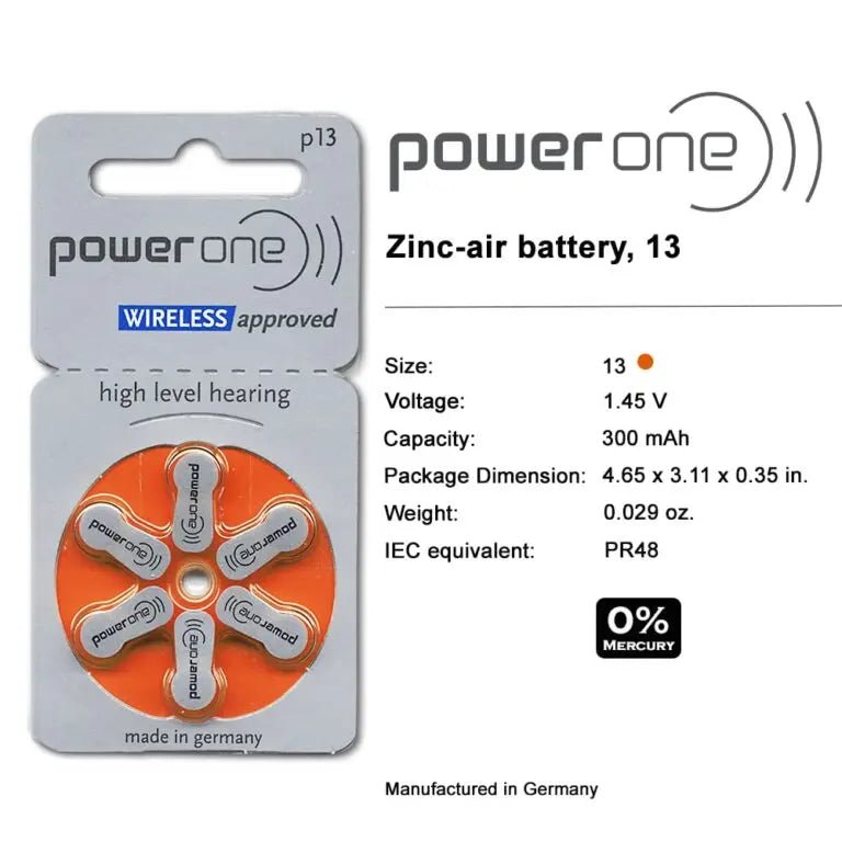 Size 13 Hearing Aid Batteries Zinc Air P13 Pack of 60 - Image 4