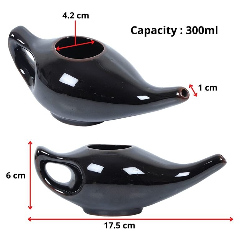Leak Proof Durable Porcelain Ceramic Neti Pot 220 ML for Natural Nasal Cleansing | Natural Treatment for Sinus, Infection and Congestion Microwave and Dishwasher Friendly (Brown) - Image 2