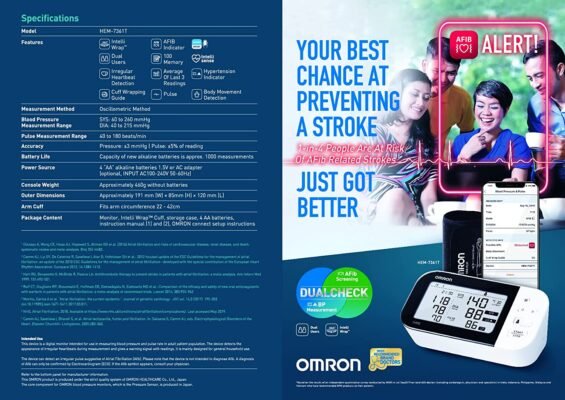 Omron HEM 7361T Bluetooth Digital Blood Pressure Monitor for Clinical & Professional Use with Afib Indicator and 360° Accuracy Intelliwrap Cuff (White) - Image 5