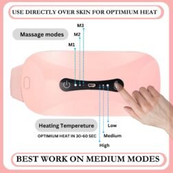 Cordless Period Cramp Relief Massager Belt With 3 Speed & 3 Crampfree Massage Modes | The Ultimate Heating Pad for Period Cramps Led Display (PINK & WHITE BELT) - Image 4
