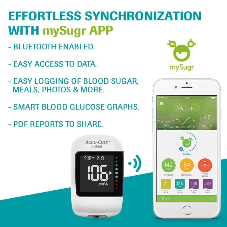 Accu-Chek Instant Glucometer Kit with Bluetooth, 10 Strips & Lancets - Image 2