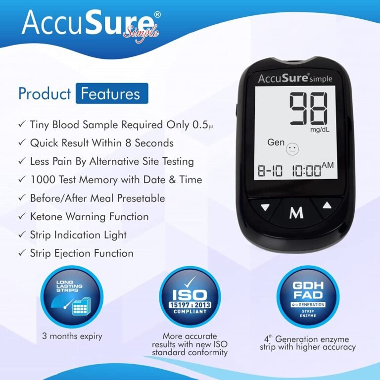 AccuSure Glucometer Kit with 25 Strips, Digital Blood Sugar Monitor - Image 2
