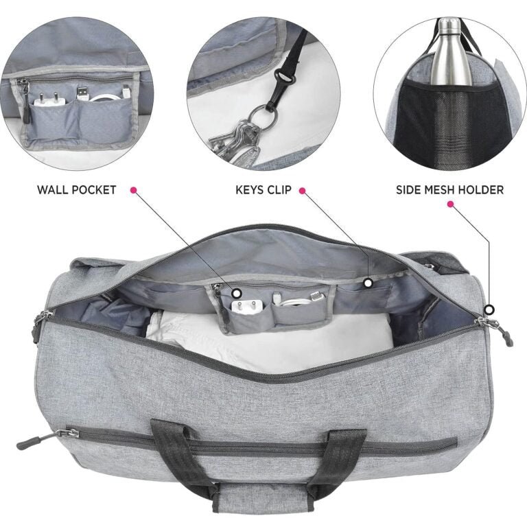 Sports Duffel Gym Bag for Men & Women (Light Grey 32L) - Image 4