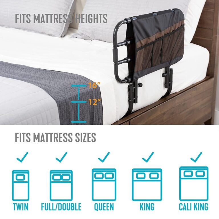 Adjustable Bed Rail for Elderly Adults with Grab Bar & Pouch - Image 7