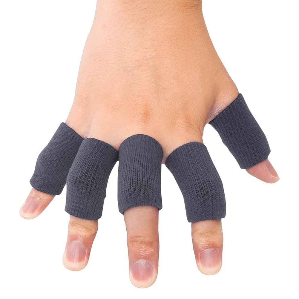 Finger Sleeves Protectors Thumb Brace 10Pcs Support Elastic Compression Protector for Relieving Pain, Arthritis,Trigger Finger, Sports (Grey), Free Size - Image 6