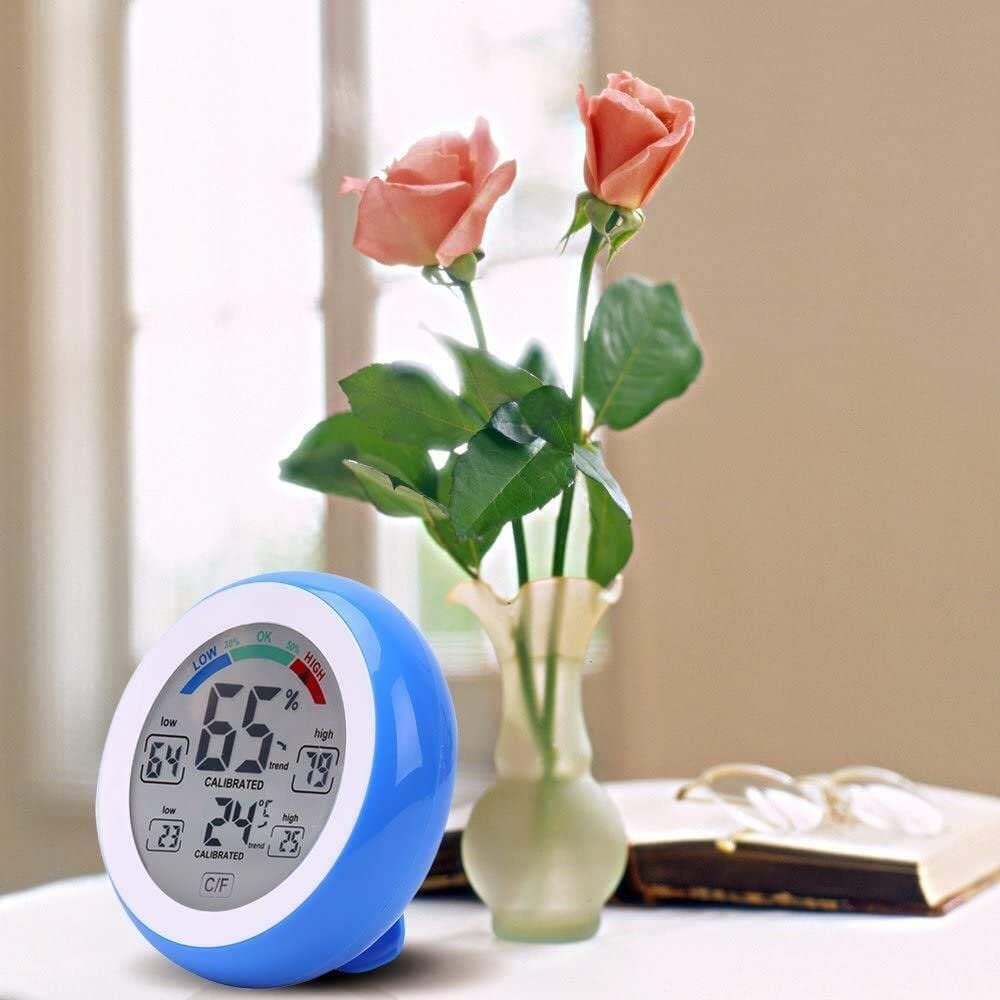 Digital Touch Screen Weather Station, Thermometer Hygrometer for Indoor, (Blue) - Image 2