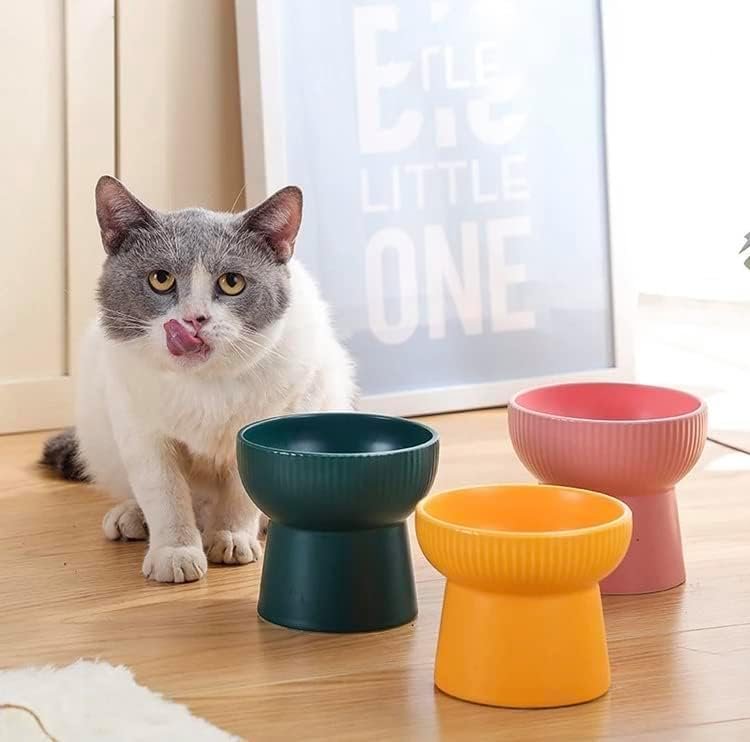 Ceramic Cat Food Or Water Bowl, Raised Cat Feeder Dishes with Stand | Stress Free Backflow Prevention, Anti Vomiting & Reduce Neck Burden (Multicolor) - Image 6