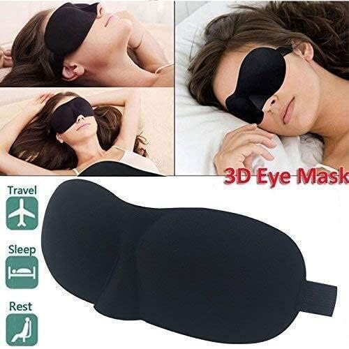 (1 Pack), Blind Sleeping Eye Mask Slip Night, Black 3D Cotton Cover Super Soft - Image 3