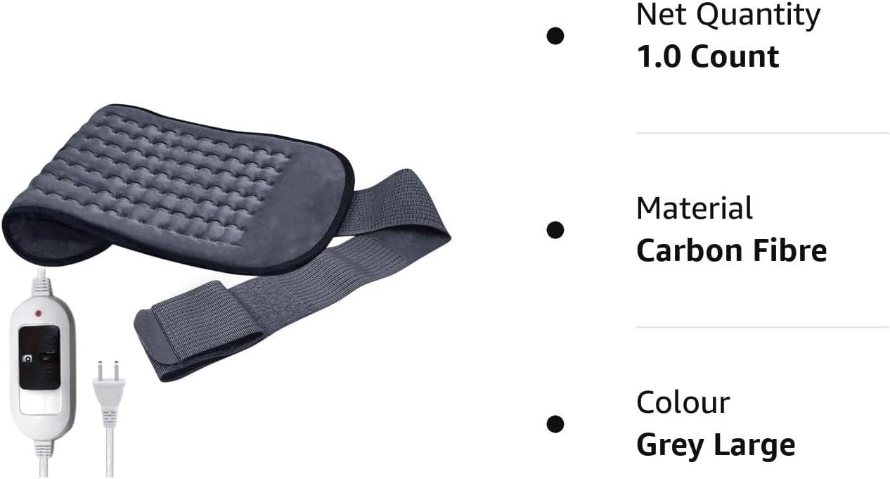 Heating Pad - Orthopaedic Electric Heating Belt Lower Back Heat Therapy Waist Wrap with 3 Temperature Settings for Pain Relief of Abdominal Stomach Lumbar Muscle Strain etc (Grey Large) - Image 6