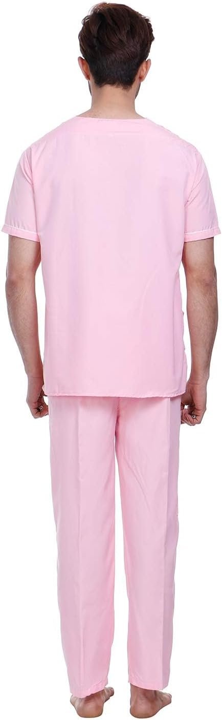 Unisex Scrub Suit set with piping V-Neck 3 Pocket(Pink)(PACK OF 5) - Image 4