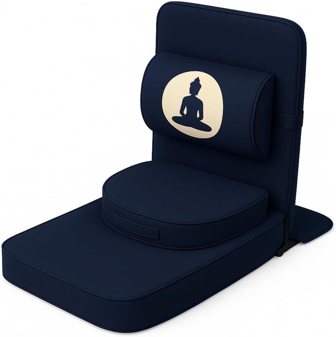 Meditation Large Relaxing Buddha Meditation Chair with Back Support Cushion (100% Cotton, Seat Size: 21x18 inches) Black - Image 3