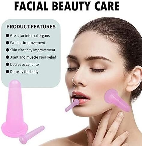 Facial Cupping Set, Natural Silicone Facial Massage Cup for Body,Face,Neck Massage,Vacuum Tank,Anti-Aging Beauty Tool Smal Large, (with potli Bag) - Image 4