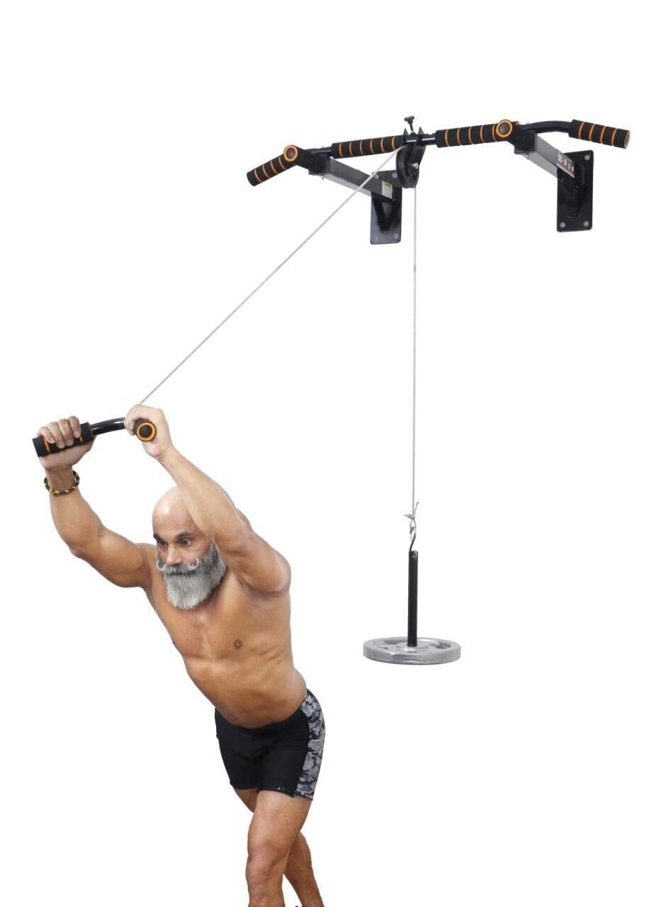 Pull Up Bar Wall Mounted Chin Up Bar Side Pulley with Lats Bar, Tricep Bar - Image 4