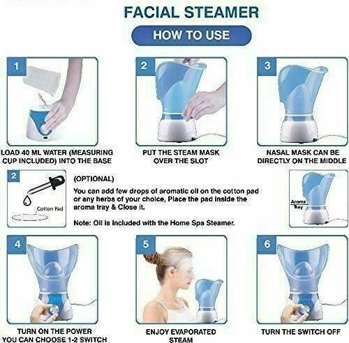 Home Spa Face Vapouriser Steamer for Cold & Cough (Blue Vaporiser) Easy to use - Image 4