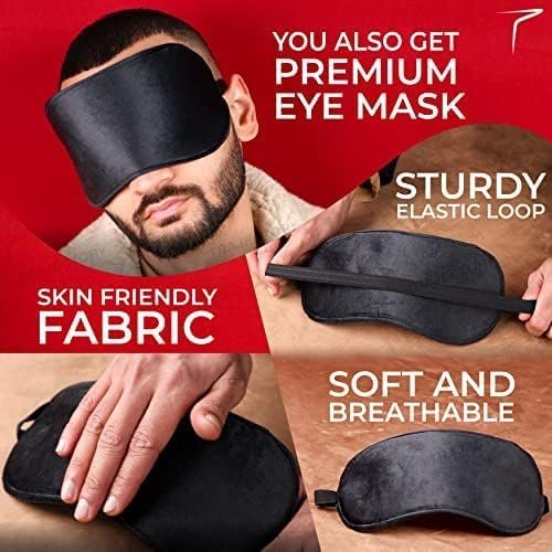 Travel Neck Pillow Memory Foam with Eye Mask and Carry Bag Combo for Travel in Flight & Car (Grey Black) - Image 3