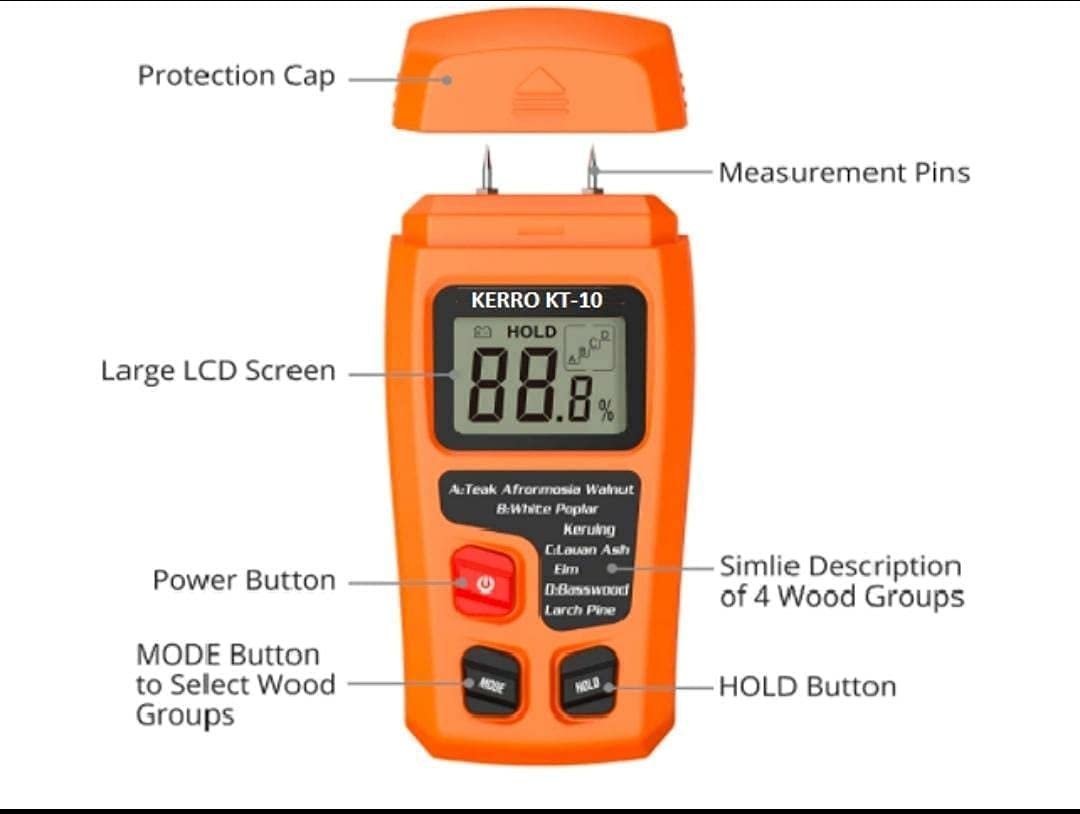 Moisture Meter, Digital Logs Damp 0-99% Wood Tester Detector/Firewood Log Timber Humidity Measuring Device - Image 5