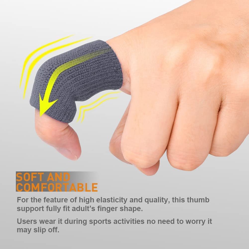 Finger Sleeves Protectors Thumb Brace 10Pcs Support Elastic Compression Protector for Relieving Pain, Arthritis,Trigger Finger, Sports (Grey), Free Size - Image 2