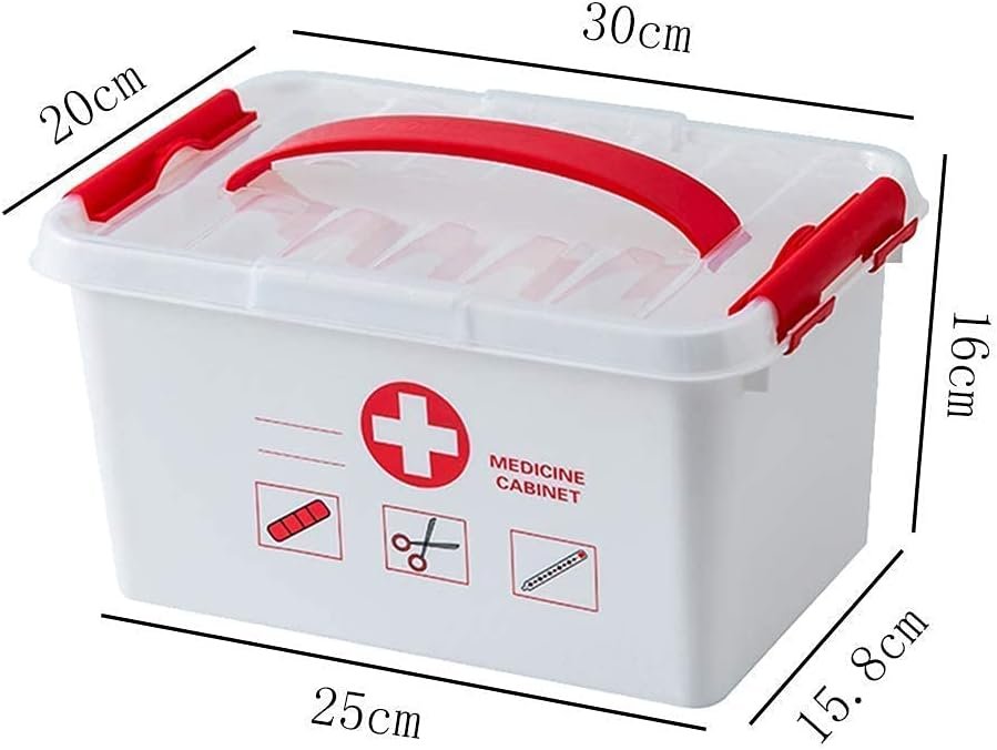 Portable Double Layers Cabinet First Aid Kit Box Household Plastic Pill Storage Box with Detachable Tray and Handle - Image 2