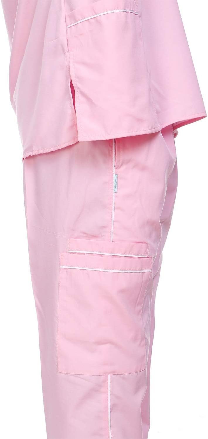 Unisex Scrub Suit set with piping V-Neck 3 Pocket(Pink)(PACK OF 5) - Image 5