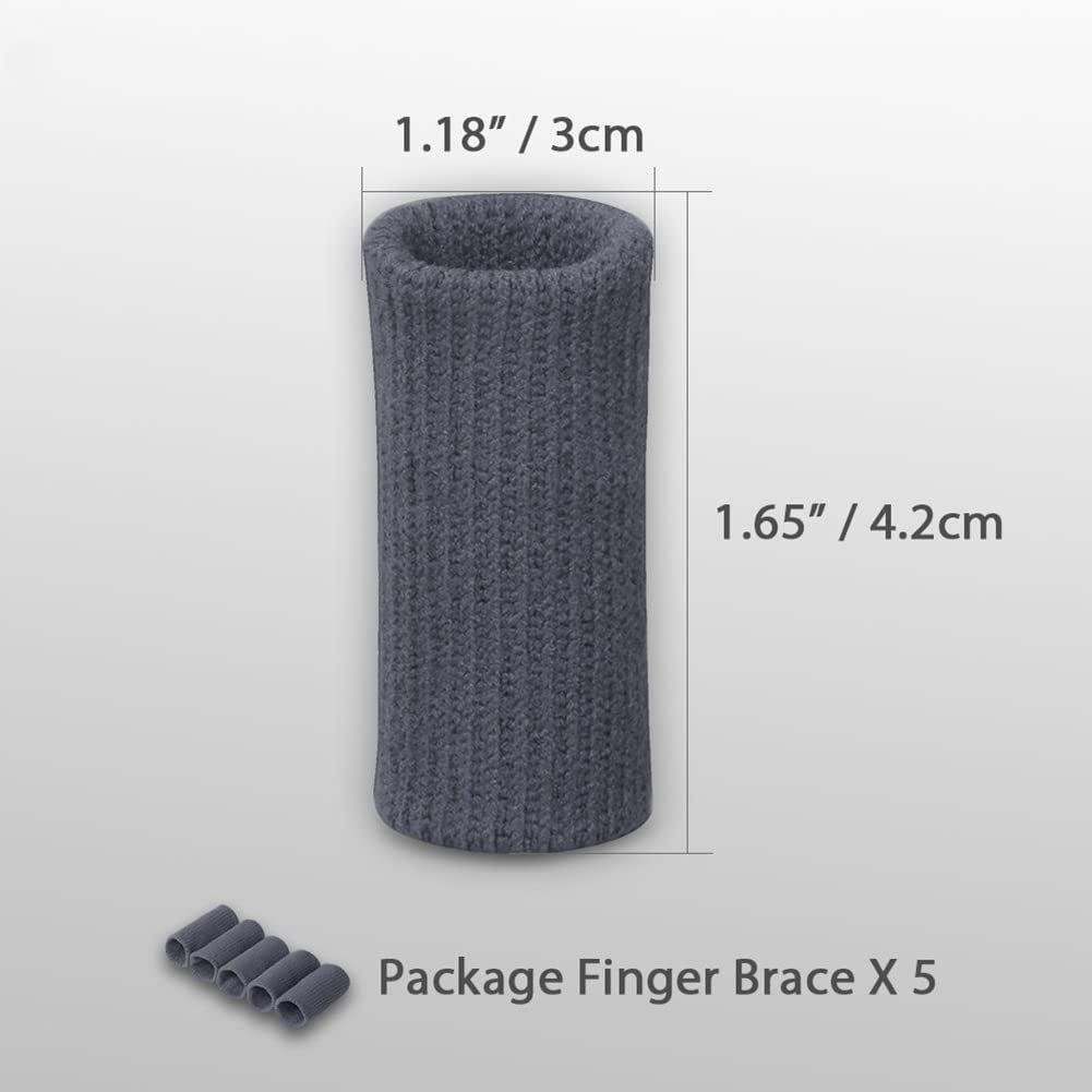 Finger Sleeves Protectors Thumb Brace 10Pcs Support Elastic Compression Protector for Relieving Pain, Arthritis,Trigger Finger, Sports (Grey), Free Size - Image 5
