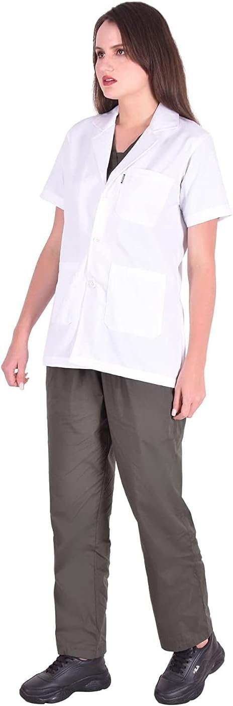 Unisex Standard Length Half Sleeves Poly Cotton Lab Coat Apron for Doctors Medical Professionals. (L) - Image 3