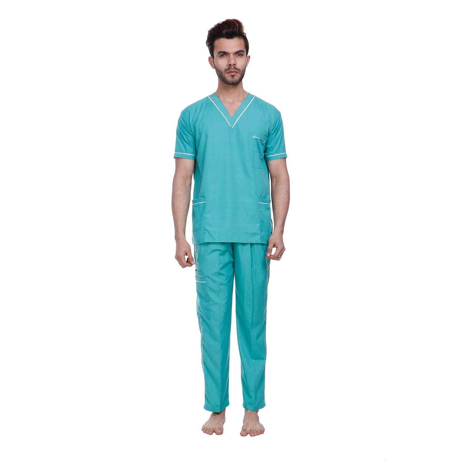 Unisex Scrub Suit set with piping V-Neck(Sea Green) SIZE 36 - Image 5