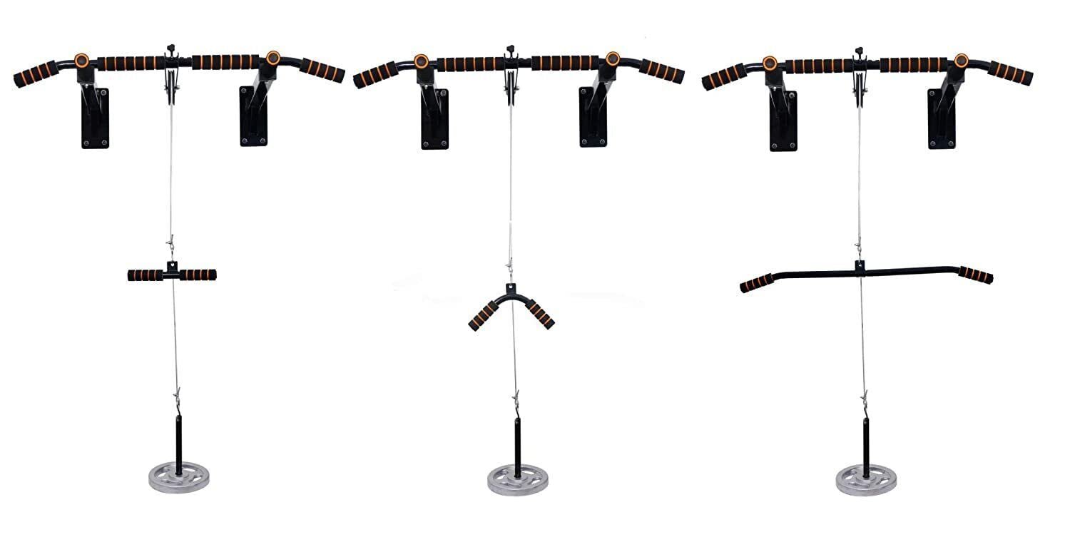 Pull Up Bar Wall Mounted Chin Up Bar Side Pulley with Lats Bar, Tricep Bar - Image 3