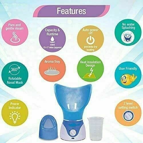 Home Spa Face Vapouriser Steamer for Cold & Cough (Blue Vaporiser) Easy to use - Image 3