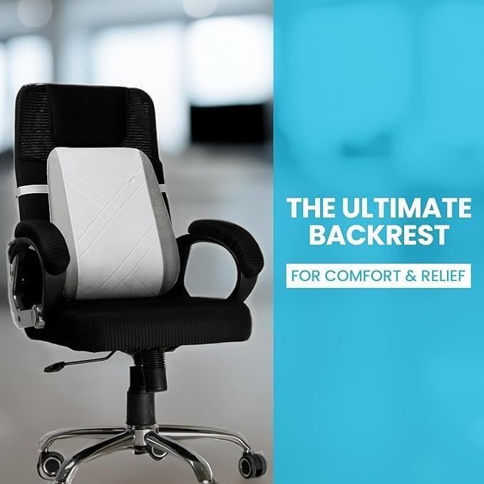 Back Rest for Chair & Car–with Adjustable Strap | Lumbar Support Back Rest Cushion for Back Pain - Image 2