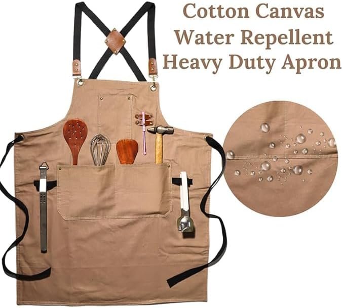 Men & Women Heavy Duty Cotton Apron for Triple Layer Waterproof Apron | Adjustable Strap for Chefs - Image 2