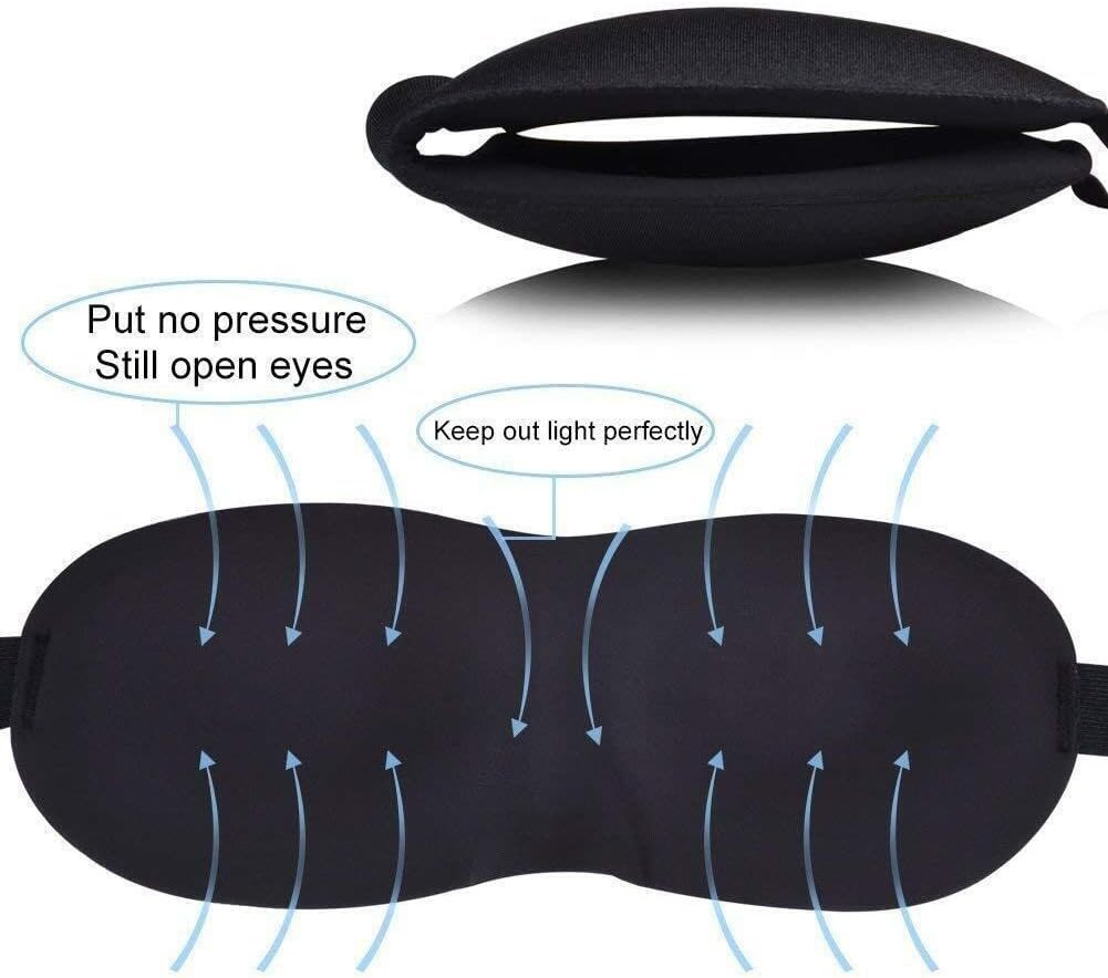 (1 Pack), Blind Sleeping Eye Mask Slip Night, Black 3D Cotton Cover Super Soft - Image 5