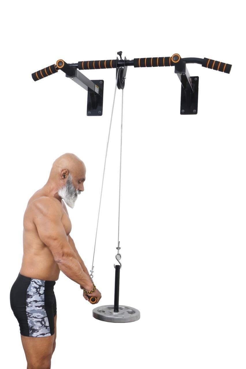 Pull Up Bar Wall Mounted Chin Up Bar Side Pulley with Lats Bar, Tricep Bar - Image 8