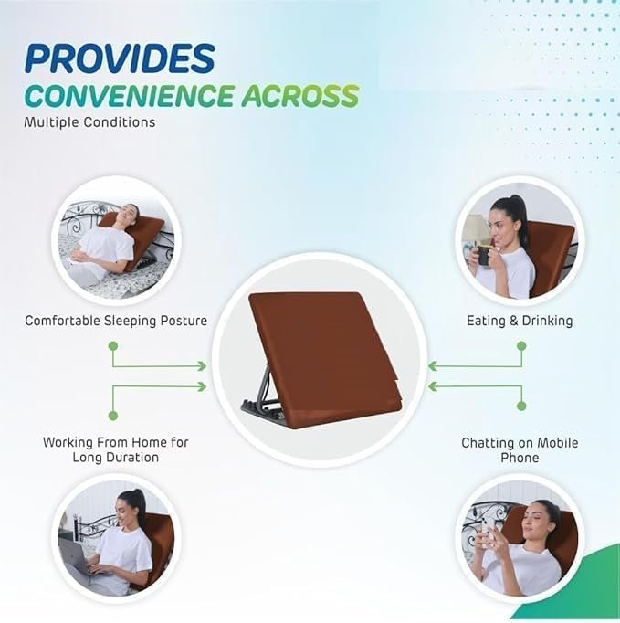 Bed Backrest for Back Pain Relief - Ideal for Use On Bed, Work from Home, Patients at Home with Neck and Spinal Injury, Back Support | 6 Levels Adjustable (Standard - Tan Brown) - Image 4