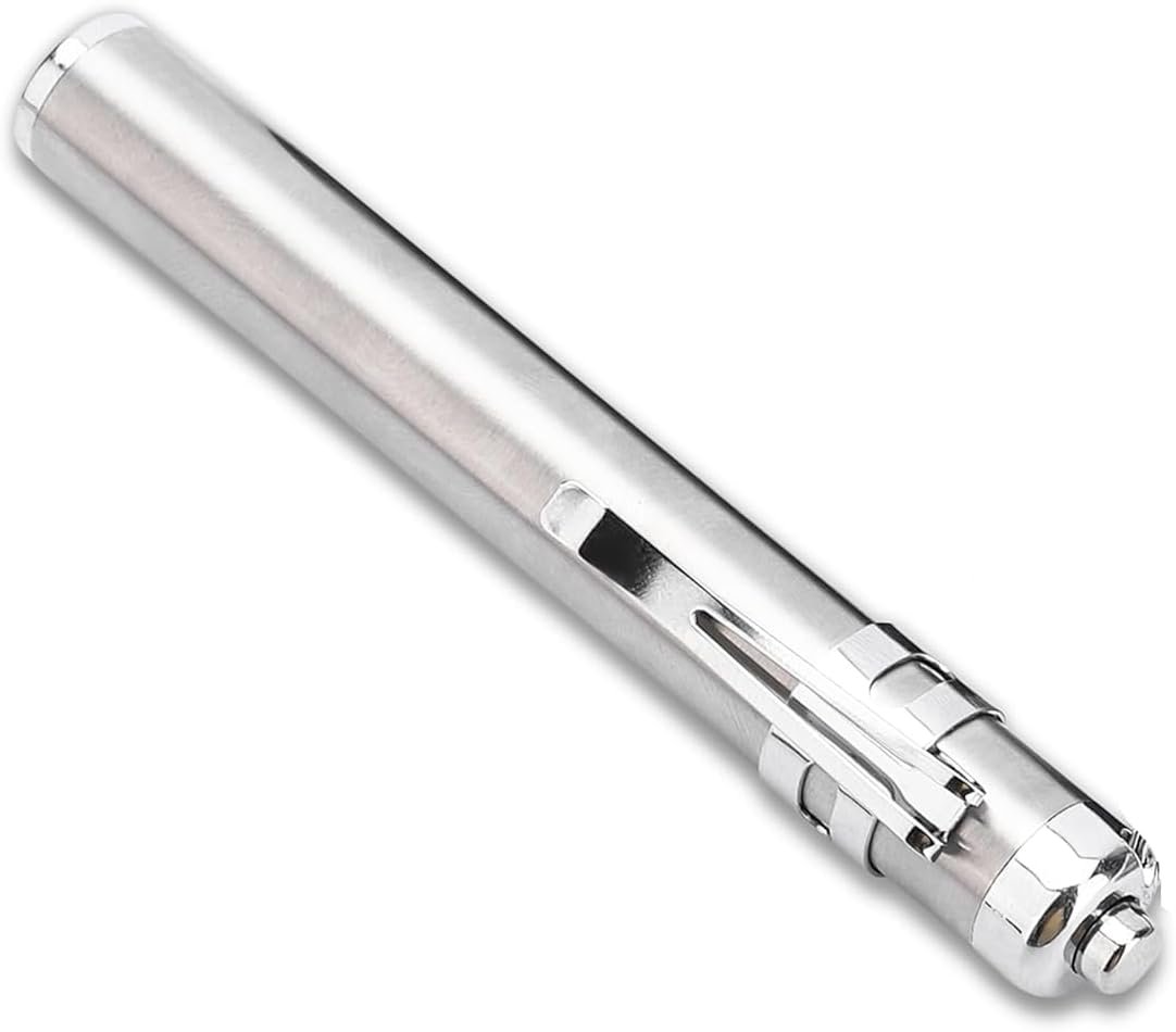 Aluminium Pocket Pen Torch for Doctors | Nurses | Medical Students | Moon Light |Super Bright | Free Battery (Silver) (2) - Image 3