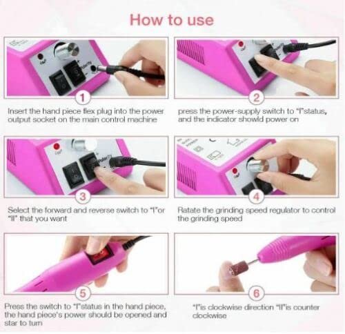 Electric Nail File Drill Manicure Machine Art Acrylic Pedicure Tool Bits Set Kit - Image 4