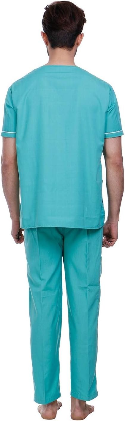 Unisex Scrub Suit set with piping V-Neck(Sea Green) (PACK OF 5) - Image 4