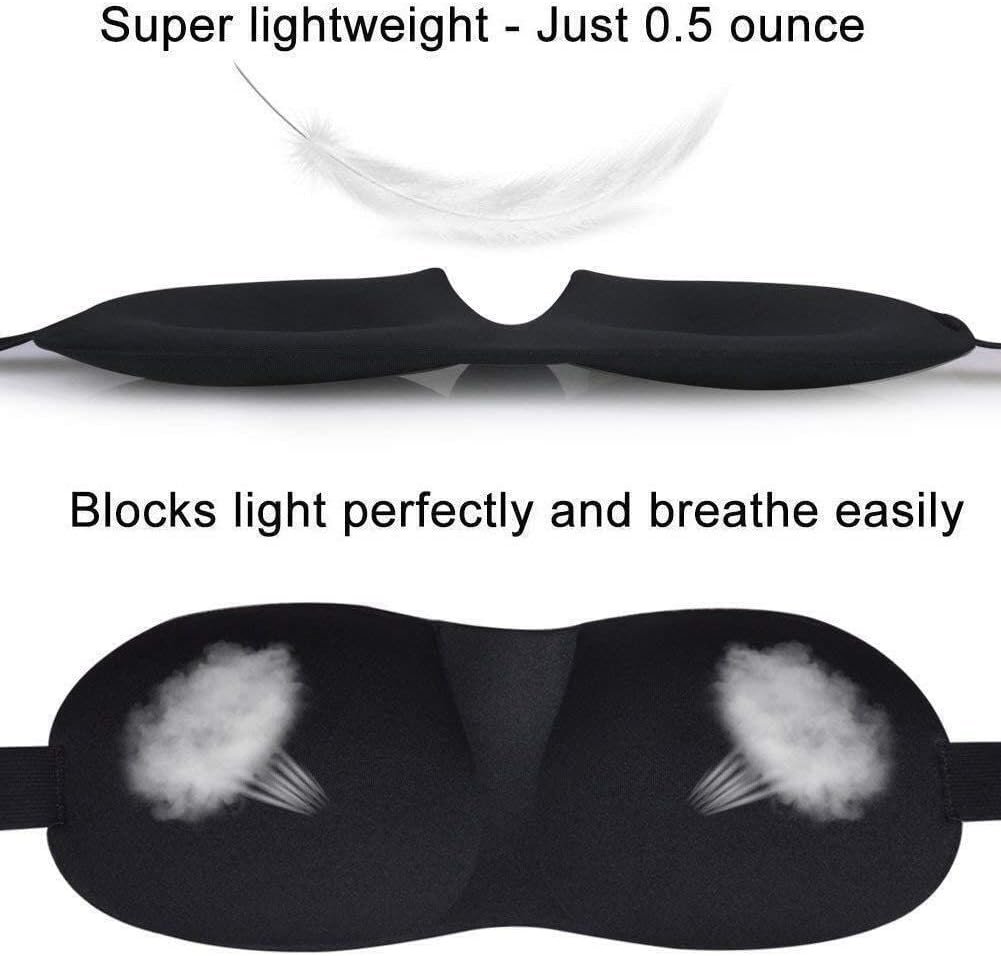 (1 Pack), Blind Sleeping Eye Mask Slip Night, Black 3D Cotton Cover Super Soft - Image 6