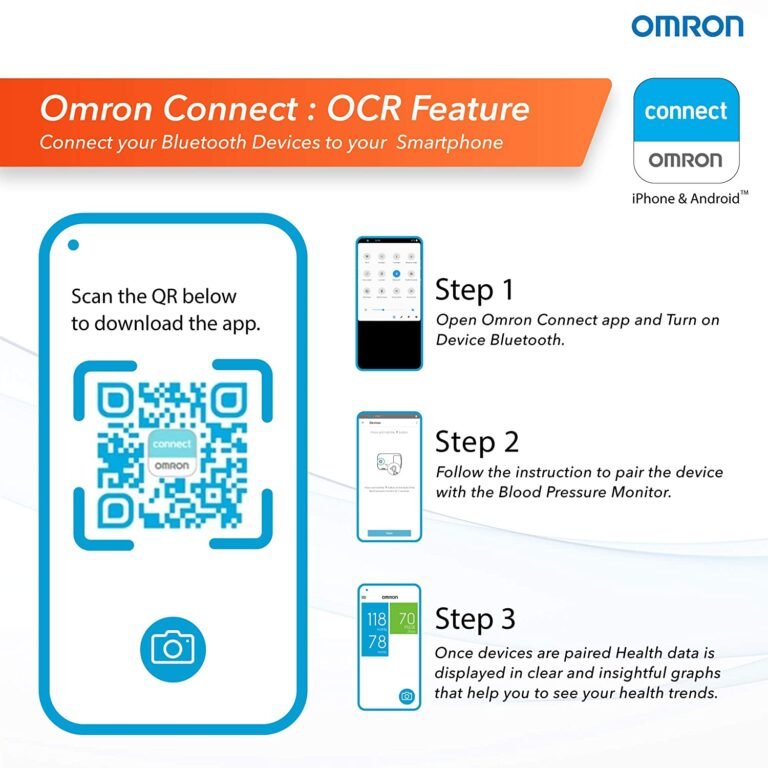 Omron HEM 7361T Bluetooth Digital Blood Pressure Monitor for Clinical & Professional Use with Afib Indicator and 360° Accuracy Intelliwrap Cuff (White) - Image 6