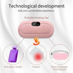 Portable Cordless Heating Pad for Menstrual Cramps Relief, Heating Pad for Stomach, 3-Speed Temperature Adjustment and 4-Speed Massage Modes, Back and Belly Heating Pad for Women(Pink) - Image 7